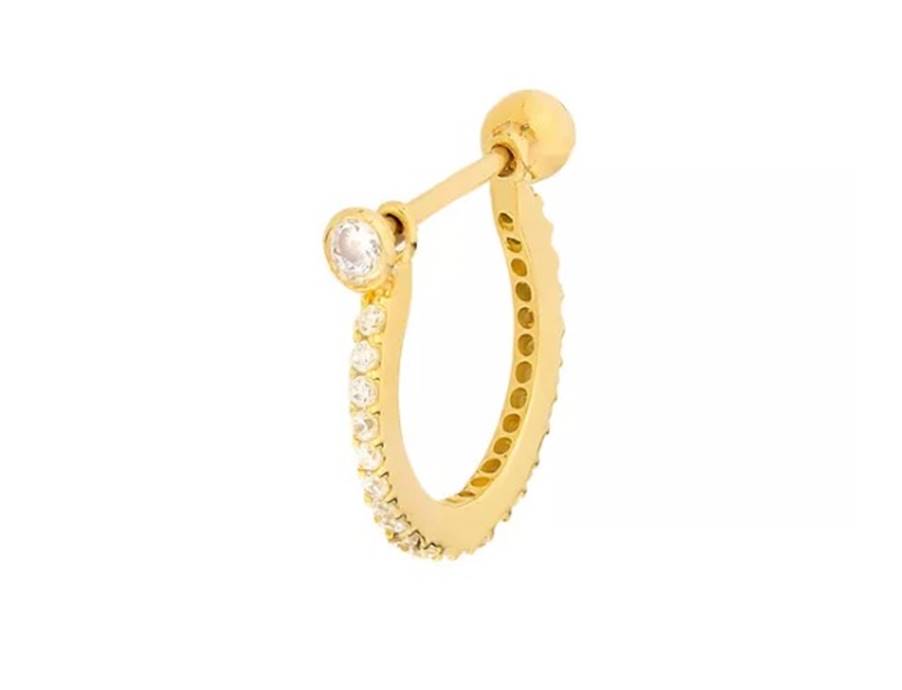 Piercing De Orelha De Ouro 18k Meia argola Snug de Zircônia