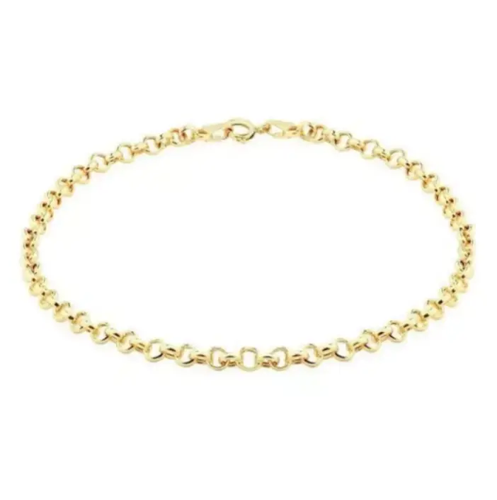 Pulseira De Ouro 18k Elo Português Com Fecho De Coração De 3,5mm Com 17cm