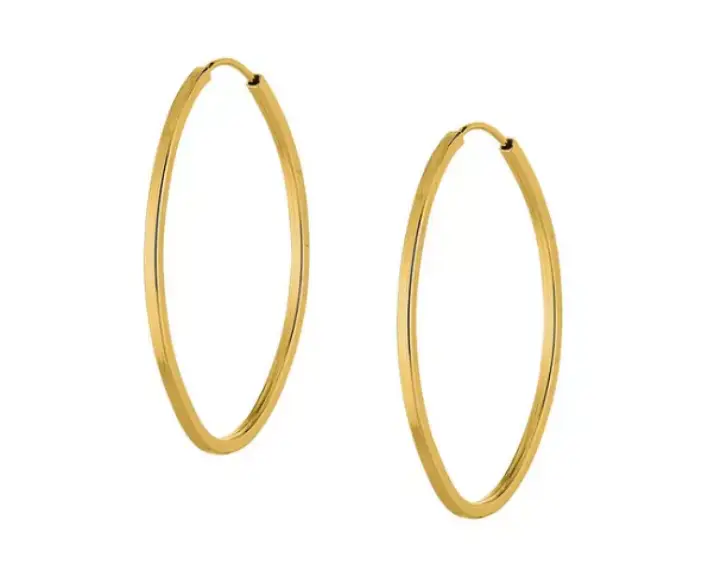 Brinco De Ouro 18k Argola Oval Slim g