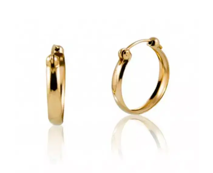 Brincos de Argola - Brinco De Ouro 18k Argola 14mm