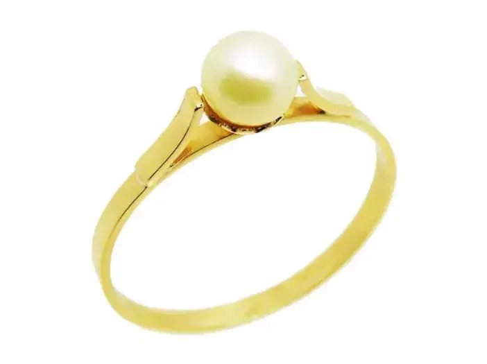 Anel de Ouro 18k Solitário de Pérola 6mm