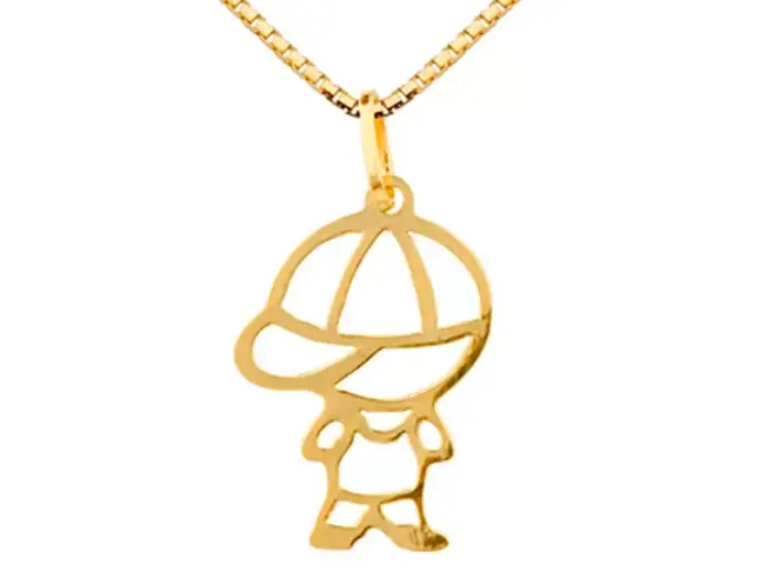 Corrente de Ouro 18k com 40cm e Menino com Boné