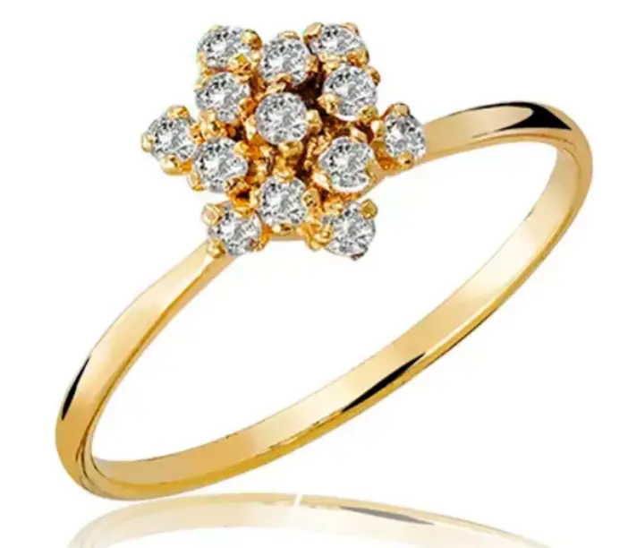 Anel de Ouro 18k Chuveiro Estrela com Zircônias