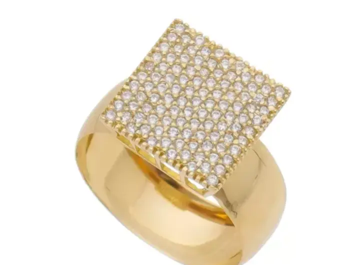 Anel de Ouro 18k Pavê com Zircônias Plus