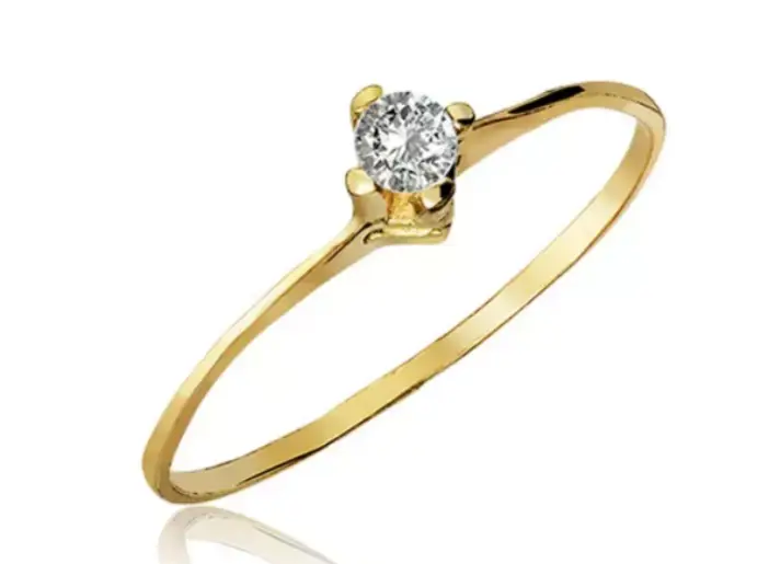 Anel de Ouro 18k Solitário Charm com Zircônia