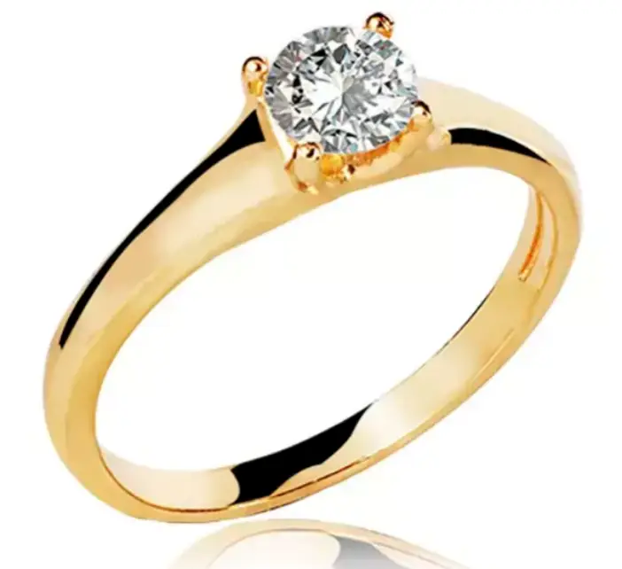 Anel de Ouro 18k Solitário Chic com Zircônia