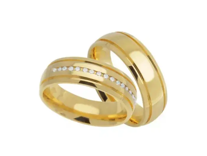 Par de Aliança Casamento de Ouro 18k Carrê Anatômica de 6,0mm com Diamante