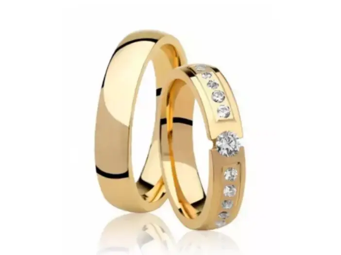 Par de Aliança Casamento de Ouro 18k Life Anatômica 3,5mm com Diamantes
