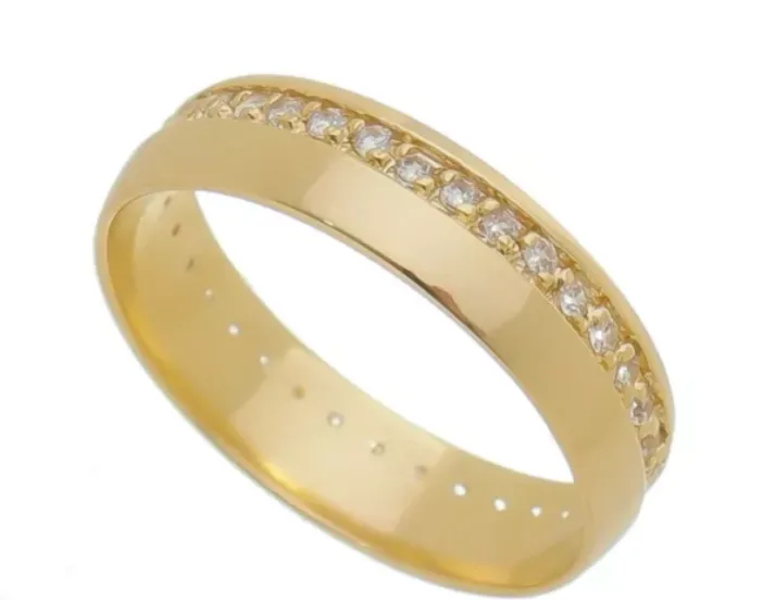 Aliança Individual de Ouro 18k de 5mm com Zircônias