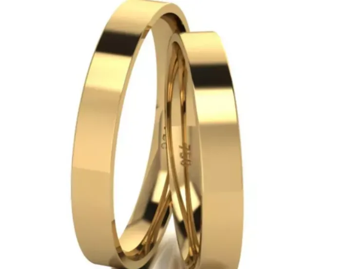 Par de Aliança de Ouro 18k Quadrada com 3,0mm